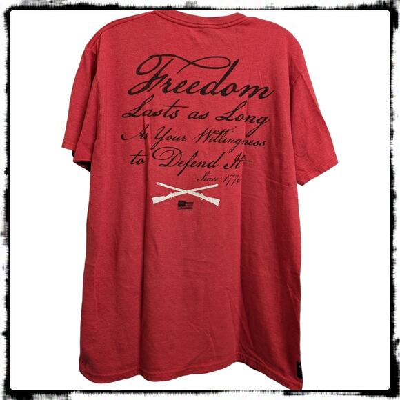 Howitzer T-shirt Red Freedom Lasts As Long As The Willingness to Defend It Men L - Picture 7 of 7
